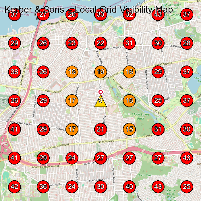 Kerber & Sons GeoGrid visibility map for Hvac Contractor in Elizabeth